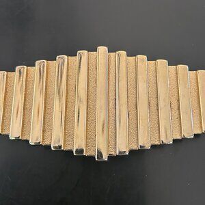 Vintage Geometric Belt Buckle Women's Gold Tone 2 Piece Statement 1980s